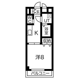 レ・ペルル 1Kの間取図画像