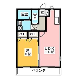 レトアハイムムカエ 1LDKの間取図画像
