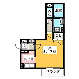 クレスティーク ワンルームの間取図画像