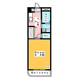 エムワンクルーズ東浅井 1階1Kの間取り