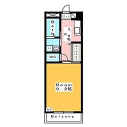 エムワンクルーズ東浅井 1Kの間取図画像