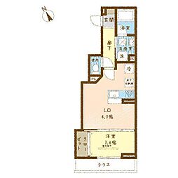 安城市明治本町アパート 1LDKの間取図画像