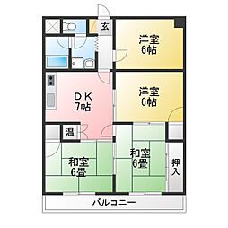 アップヒル野々山ビル 4DKの間取図画像