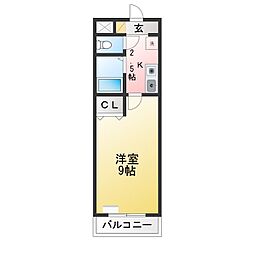 A・City東新町2 1Kの間取図画像