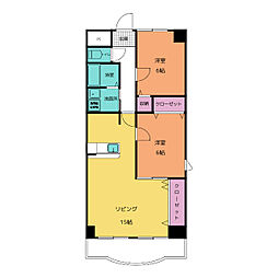 シティーコート二本木新町 2LDKの間取図画像