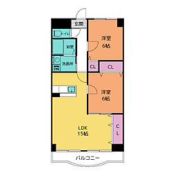 シティーコート二本木新町 2LDKの間取図画像