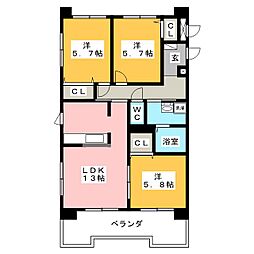 レイスペース小川B 3LDKの間取図画像