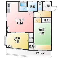 ハッピーコート 2LDKの間取図画像