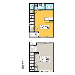 GarageVilla米津 ワンルームの間取図画像