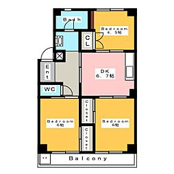 みたかハイツ 3DKの間取図画像