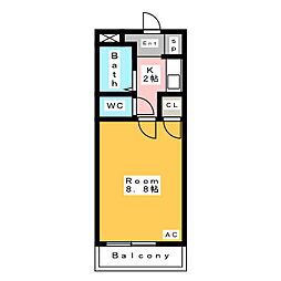 スプリングヒルズ二本木 1Kの間取図画像