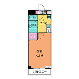 A・CITY今本町 1Kの間取図画像