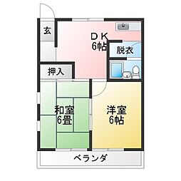 ハイツKiso 2DKの間取図画像
