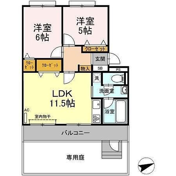 オークマンション ｜愛知県丹羽郡扶桑町大字柏森字西前(賃貸マンション2LDK・1階・56.00㎡)の写真 その2