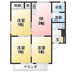 ハイツ花菱2A 3DKの間取図画像