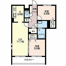 シャトー犬山 2LDKの間取図画像