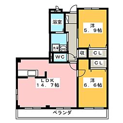 カーサ・タカバ2 2LDKの間取図画像