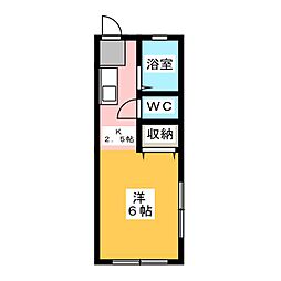 サンシティスズイB ワンルームの間取図画像