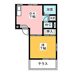 アクティブ郷瀬 1DKの間取図画像