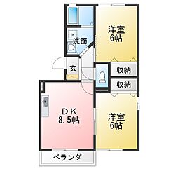 スカイガーデン 2LDKの間取図画像