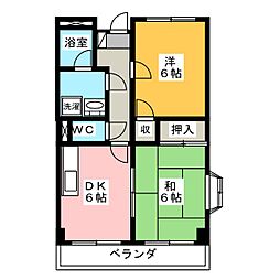 御駒ハイツ 2DKの間取図画像