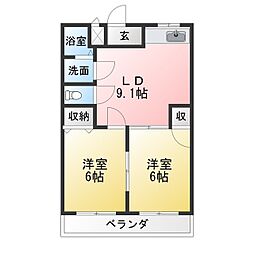 サワセリエ犬山 2LDKの間取図画像