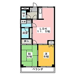 レジデンス花水木 2LDKの間取図画像