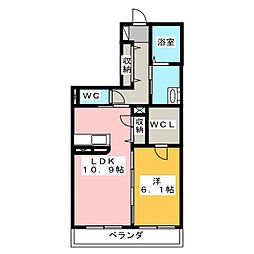 ボヌール楽田駅東 1LDKの間取図画像