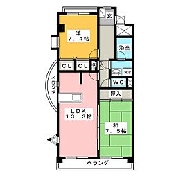 ベルヴィル3 2LDKの間取図画像