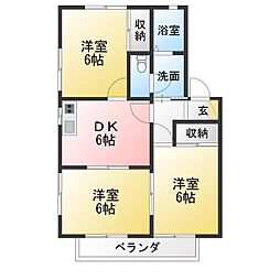 サンディーヌB 3DKの間取図画像