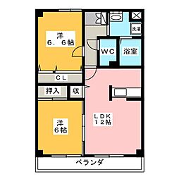 メトロ扶桑 2LDKの間取図画像