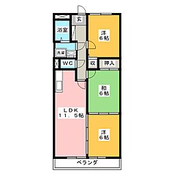 ラクール中切 3LDKの間取図画像