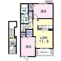 メゾンサニー 2LDKの間取図画像