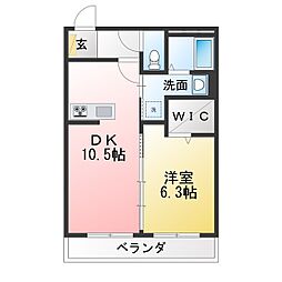 グランツ羽黒 1LDKの間取図画像
