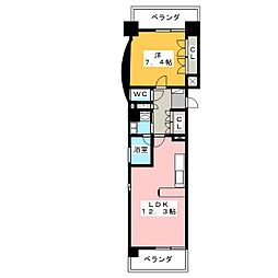 ベルヴィル5 1LDKの間取図画像