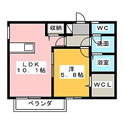 メゾン花菖蒲 1LDKの間取図画像