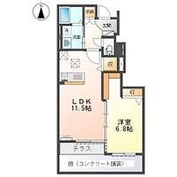 ベルトーネ 1LDKの間取図画像