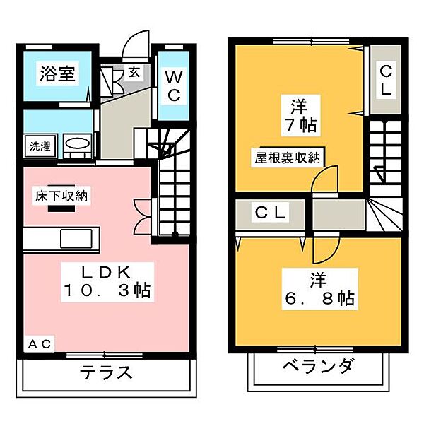 シーアイエス竜神Ｃ ｜愛知県豊田市竜神町桃山(賃貸アパート2LDK・1階・59.00㎡)の写真 その2