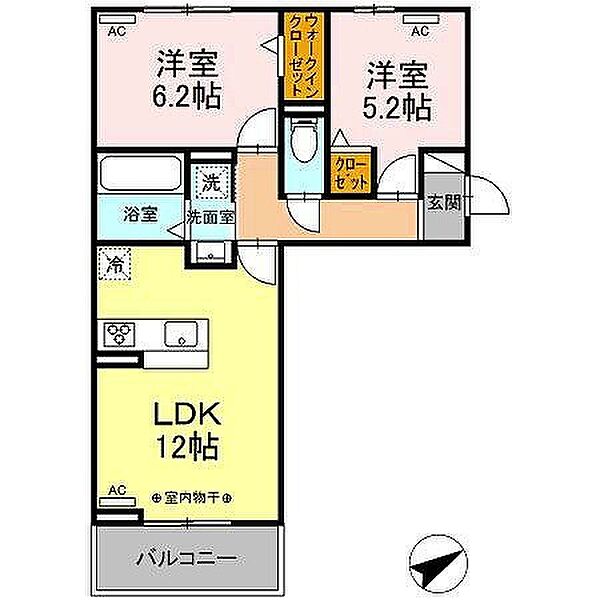 GRAND　D-ROOM浄水　S棟 203｜愛知県豊田市浄水町伊保原(賃貸アパート2LDK・2階・53.76㎡)の写真 その2