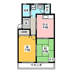 タカラハイツ 3階2DKの間取り