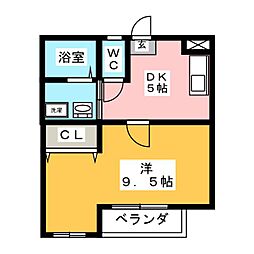 サンリッツ上郷 1DKの間取図画像