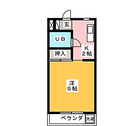 グリーンプラザ2 1Kの間取図画像