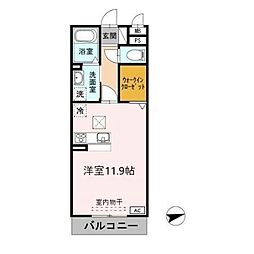 D-roomサンヒルズB ワンルームの間取図画像