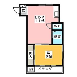 コーポ高美 1LDKの間取図画像