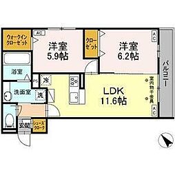 GRAND D-ROOM 花園 2LDKの間取図画像