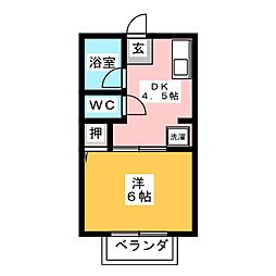 シャルムともみA 1DKの間取図画像