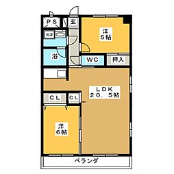マンション司 2LDKの間取図画像