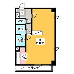 Lucent土橋 ワンルームの間取図画像