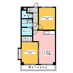 Rio城南 2LDKの間取図画像