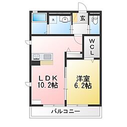 エスタシアプリマヴェーラE 1LDKの間取図画像